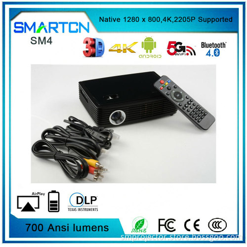 Factory portable and incredibily bright projector 4k 3d mini projector dlp with android micro lumens